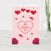 Harten en Rozen Feestdagen Kaart (Voorkant)