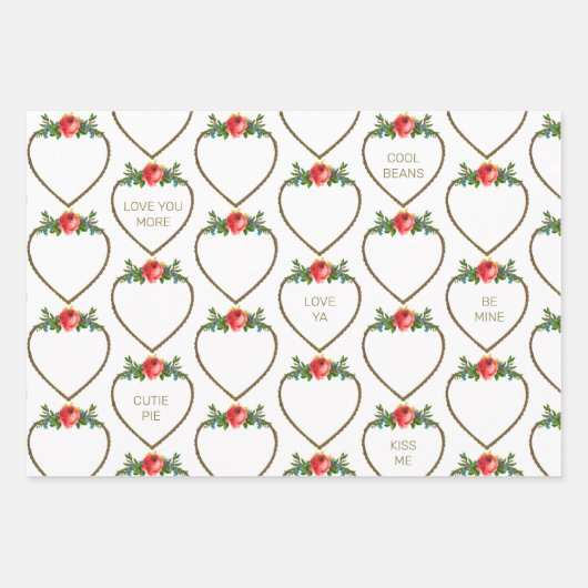 Harten en Rozen Inpakpapier Platte vellen (Voorkant)