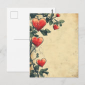 Harten en Rozen liefde Briefkaart (Voorkant / Achterkant)