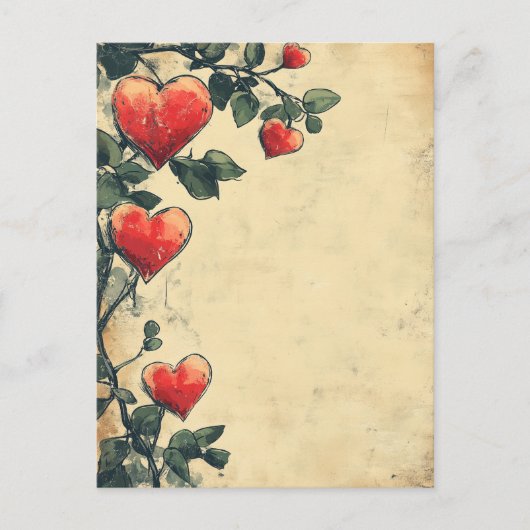 Harten en Rozen liefde Briefkaart (Voorkant)
