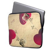 Harten en Rozen op Roos Gold Electronics Bag Laptop Sleeve (Voorkant Links)
