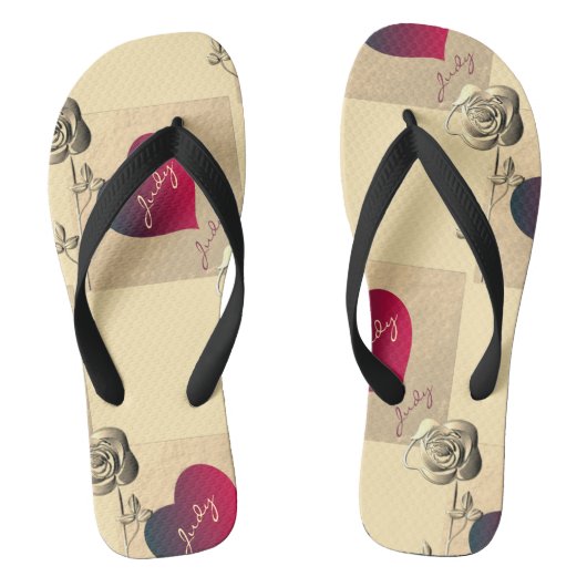 Harten en Rozen Paar Slippers Teenslippers (Voetbed)