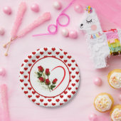 Harten en Rozen Papieren Bordje (Feest)