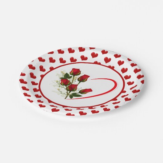 Harten en Rozen Papieren Bordje (Gekanteld)