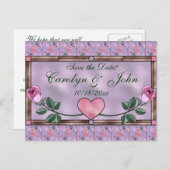 Harten en Rozen redden de datum Aankondigingskaart (Voorkant / Achterkant)