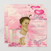 Harten en Rozen Roze en Groen Baby shower Kaart (Voorkant / Achterkant)