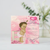 Harten en Rozen Roze en Groen Baby shower Kaart (Staand voorkant)