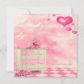 Harten en Rozen Roze en Groen Baby shower Kaart (Achterkant)