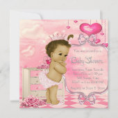 Harten en Rozen Roze en Groen Baby shower Kaart (Voorkant)