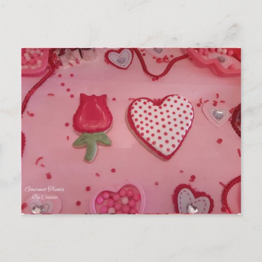 Harten en Rozen Suikerkoekjes van Gourmet Treats Briefkaart (Voorkant)