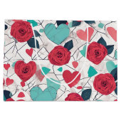 Harten en Rozen Valentijnsdag Gift Bag Groot Cadeauzakje (Achterkant)