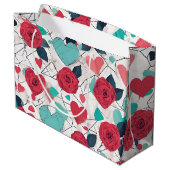 Harten en Rozen Valentijnsdag Gift Bag Groot Cadeauzakje (Achterkant Gekanteld)