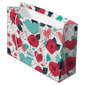 Harten en Rozen Valentijnsdag Gift Bag Groot Cadeauzakje (Voorkant Gekanteld)