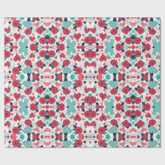 Harten en Rozen Valentijnsdag inpakpapier (Vlak)