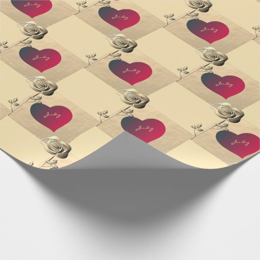 Harten en Rozen Valentijnse Cadeaupapier (Hoek)