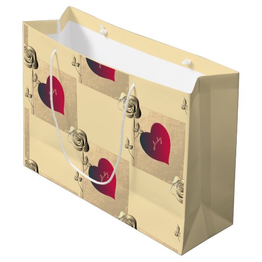 Harten en Rozen Valentijnse cadeaus Groot Cadeauzakje (Voorkant Gekanteld)
