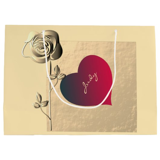 Harten en Rozen Valentijnse cadeaus Groot Cadeauzakje (Achterkant)