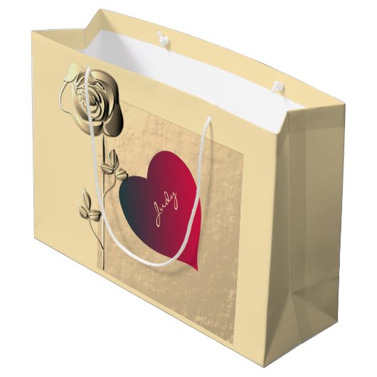 Harten en Rozen Valentijnse cadeaus Groot Cadeauzakje (Achterkant Gekanteld)