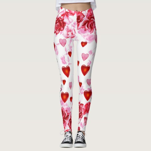 Harten en Rozen voor de Leggings van Valentijnsdag (Voorkant)
