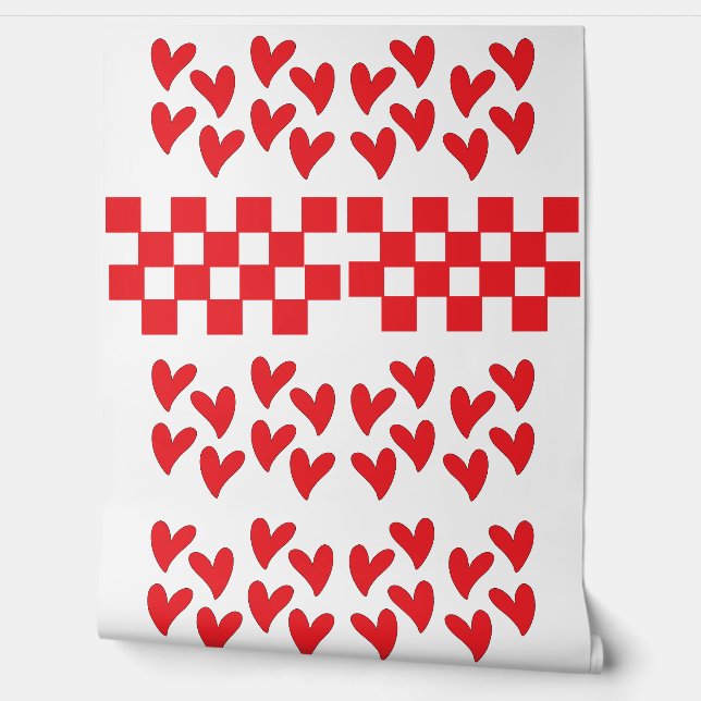 Harten en ruitjes behang (Afrollen)
