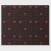 Harten en schedels cadeaupapier (Vlak)