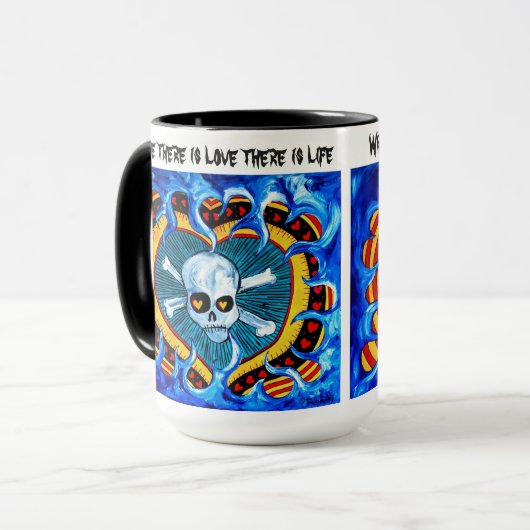 Harten en schedels mok (Voorkant links)