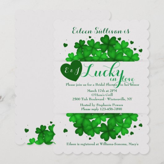 Harten en Shamrocks Uitnodiging (Voorkant / Achterkant)