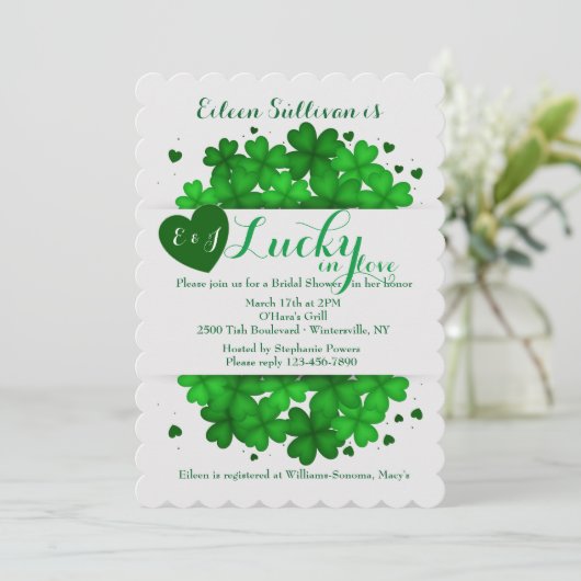 Harten en Shamrocks Uitnodiging (Staand voorkant)