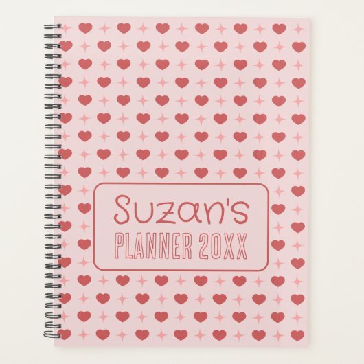 Harten en Sparkle Patroon Gepersonaliseerd Planner (Voorkant)
