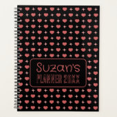Harten en Sparkle Patroon Gepersonaliseerd Planner (Voorkant)