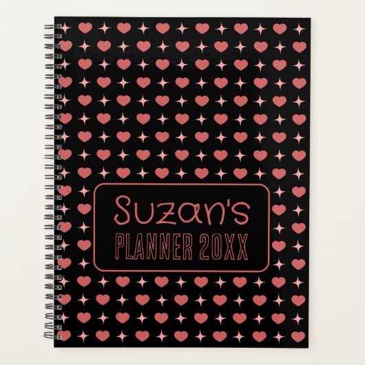 Harten en Sparkle Patroon Gepersonaliseerd Planner (Voorkant)