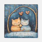 Harten en Spint Feline Soulmates Illustrated Art Magneet (Voorkant)