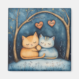 Harten en Spint Feline Soulmates Illustrated Art Magneet