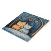 Harten en Spint Feline Soulmates Illustrated Art Tegeltje (Zijkant)
