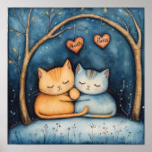 Harten en Spint Feline Soulmates Poster Wall Art (Voorkant)