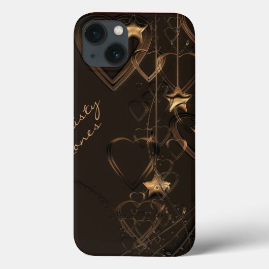 Harten en sterren - Chocolade- en Gold-draagtas Case-Mate iPhone Case (Achterkant)
