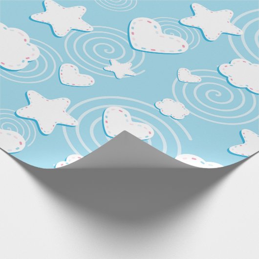 Harten en sterren patch 3D Cadeaupapier (Hoek)