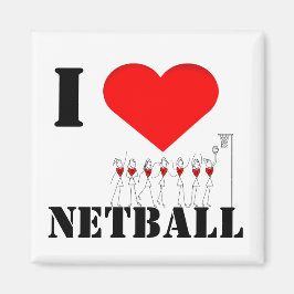 Harten en Stick Figures Ik hou van Netball Magneet