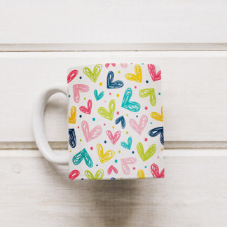 Harten en stippen in doodle stijl koffiemok