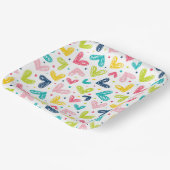 Harten en stippen in doodle stijl papieren bordje (Gebogen)