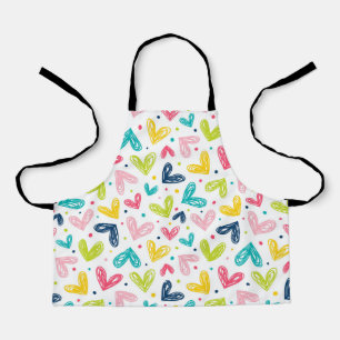 Harten en stippen in doodle stijl schort