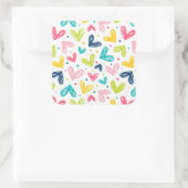 Harten en stippen in doodle stijl vierkante sticker (Tas)