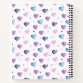 Harten en Stippen Waterverf Roze Blauw Paarse Notitieboek (Achterkant)