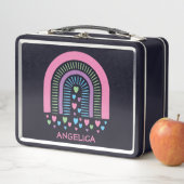 Harten en Strepen Boho Regenboog Metalen Lunchbox (In situ)