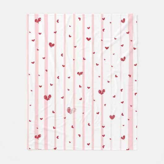 Harten en strips fleece deken (Voorkant)