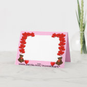 Harten en teddybeer op roze kaart (Achterkant)
