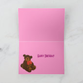 Harten en teddybeer op roze kaart (Binnen)