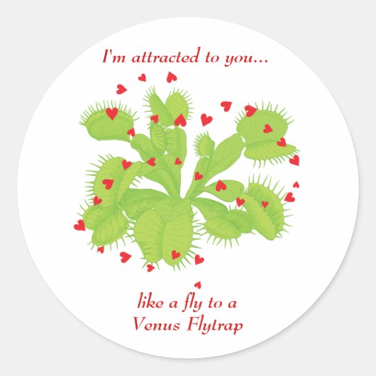 Harten en Venus Flytrap Ronde Sticker (Voorkant)