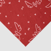 Harten en vleugels op rood tissuepapier (Detail)