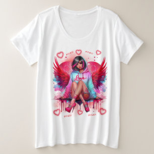 Harten en vleugels: Street Angel Grote Maat T-shirt